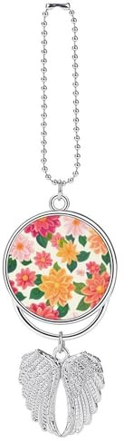 Mexico Dahlia Flower Car Rear View Mirror Charms Universal Vehicle Pendant Hanging Ornament for Interior Decor Silver-style