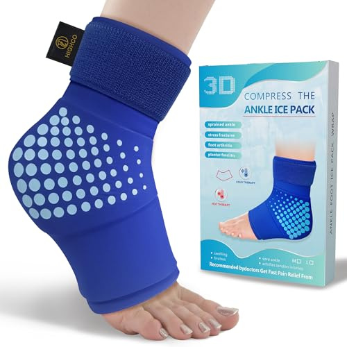 highco Poche de Glace Cheville Réutilisable, Chevillère de Cryothérapie Chaud Froid pour Entorse de la Cheville, Tendinite d'Achille, Gonflement Convient aux pieds gauche et droit (1 pièce, taille M)