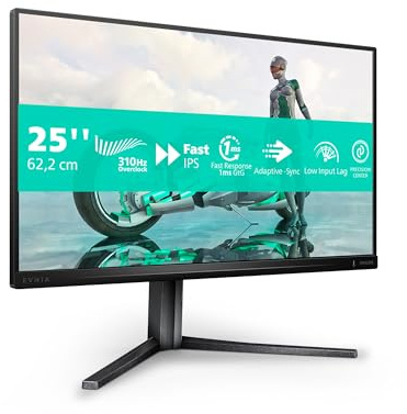 Philips 25M2N3200U 24,5 Zoll FHD-Monitor 310 Hz, schnelles IPS-Panel, 1 ms GtG, Adaptive Sync, HDR400, G-Sync-kompatibel, Höhenverstellung, (1920 x 1080 HDMI 2 x 2.0 DP) Dunkelgrau