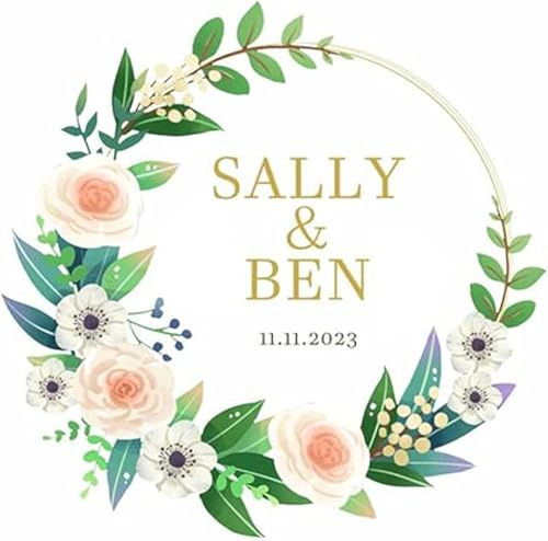 Custom Logo Stickers - Design Your Own Personalized Labels with Text, Image, & Photo - Waterproof, UV Protected, Fade & Heat Cold Resistant - Pack of 100 (Wreath 14, 51mm)
