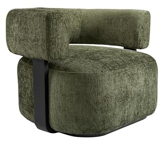 MY Furniture Pax Accent Chair Forest Green/Modern Curved Backrest with Plush Upholstered Seat/Black solid Wood Frame/Luxurious Contemporary Seating for Elegant Dining & Living Spaces