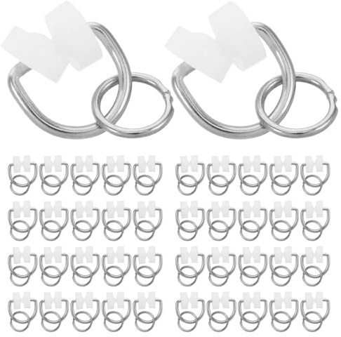 KOMBIUDA Lot de 100 anneaux de suspension pour rideaux de camping-car : crochets de fixation pour rail de rideau de plafond, crochets coulissants pour camping-car, caravane, bureau, salle de douche