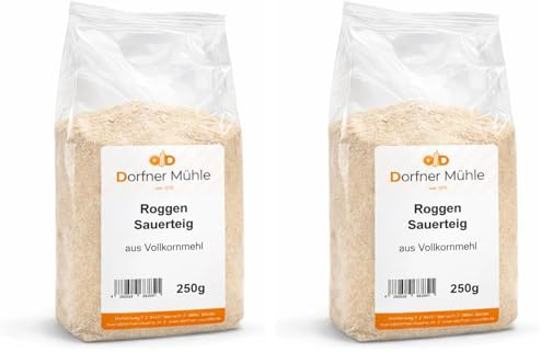 Roggen Vollkorn Sauerteig [250g] – Dorfner Mühle – Getrockneter Sauerteig aus Roggenvollkornmehl ohne Zusätze (Packung mit 2)
