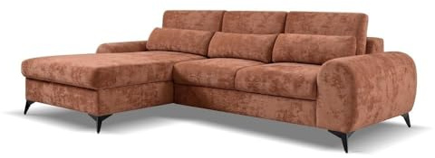 MW EURO-MEBLE Ecksofa Milan L - Wohnlandschaft, Polstersofa, Polstercouch (Linke Seite - Rust: Serano 688)