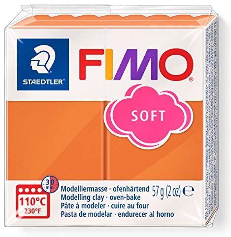 STAEDTLER 8020-76 FIMO Soft Oven-Hardening Polymer Modelling Clay - Cognac (1 x 57g Block)
