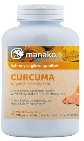 manako Curcuma vegetarische Kapseln, 300 Stück, Dose a 180 g