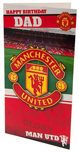 Happy Birthday Dad Card, Manchester United Dad Birthday Card, Man U Dad Birthday Card, Manchester United FC Birthday Card Dad, Man U Football Club Bithday Card For Dad, Multi-coloured, 9 x 5