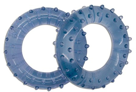 AFH Webshop 2er Set Massage Hand Grip | Handtrainer | Gummiring | Dauertrainer | Mit Noppen | 4 Farben | 4 Widerstände (blau | Stärke: sehr stark)