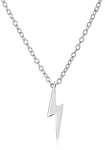 Winziger Minimalistischer Geometrischer Zick Zack Blitz Anhänger Halskette Für Frauen Teenager Aus .925 Sterling Silber