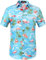 SSLR Chemise Hawaïenne Homme Flamants Fleurs Casual Manche Courte (X-Large, Bleu)