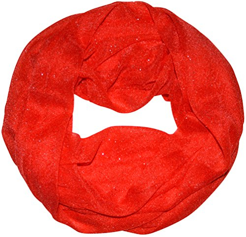 thb Richter Damen Glitzerschal Schlauchschal Loopschal Sommerschal mit Glitzer Strass Loop Tuch Tücher Schals (Rot)