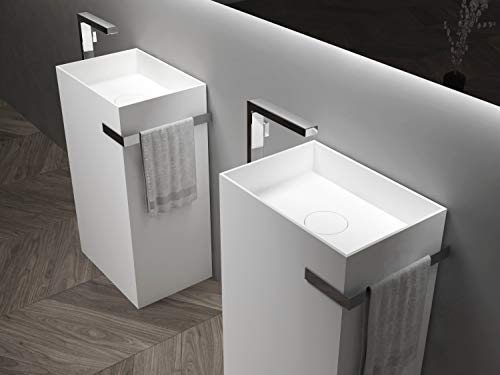 Standwaschbecken aus Mineralguss TWZ312-50 x 35 x 85 cm - Farbe wählbar, Farbe:Schwarz/Weiß Matt