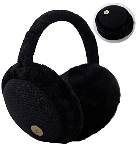 MargGona Warme Ohrenschützer, Winter-Ohrenschützer für Männer und Frauen, verstellbare Größe, Kinder-Plüsch-Ohrenschützer, Ohrenschützer, faltbar, Schwarz , One size