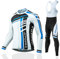 JEPOZRA Abbigliamento Ciclismo Uomo Giacca MTB Bici Maglia Ciclismo Manica Lunga Gel Pantaloni Ciclista Salopette Ciclismo (XL, Nero/Bianco)