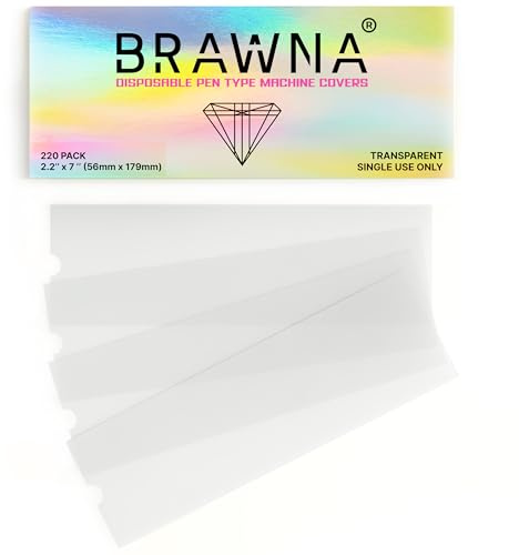 BRAWNA 220 Stück PMU Maschinenhüllen – Transparente Pen Covers für Tattoo & PMU Maschine – Microneedling & Microblading Schutzhüllen – Hygienische Einweg PMU Supplies