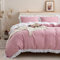 Loussiesd Ruffle Bedding Set, Super Soft Luxury Pink Washed Microfiber Comforter Cover Set, Shabby Chic Farmhouse Duvet Cover and Pillow Shams, Zipper Closure & Corner Ties Bedroom Decor 2Pcs Single