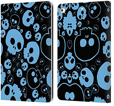 Head Case Designs Azul Calavera de Jazzy Carcasa de Cuero Tipo Libro Compatible con Apple iPad 9.7 2017 / iPad 9.7 2018