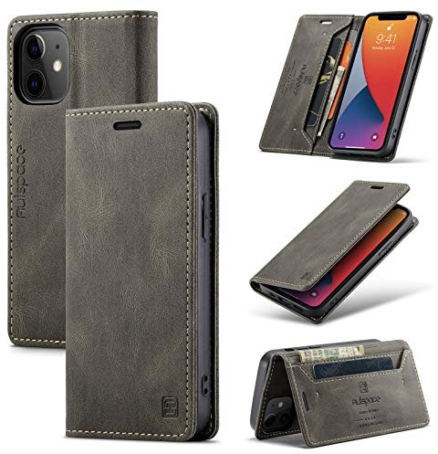 TOHULLE for iPhone 12 Mini Case, Vintage Wallet Case Card Holder Kickstand Built-in Magnetic Flip Folio Leather Case for iPhone 12 Mini - Coffee Brown