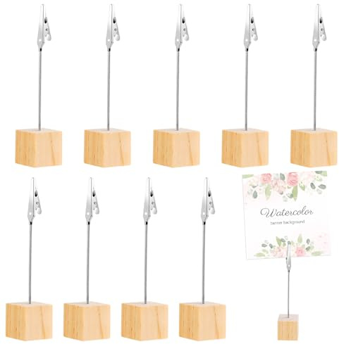 Lot de 10 porte-cartes en bois pour table, porte-cartes, pinces mémo de bureau, panneau nom, porte-nom de table
