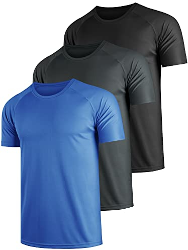 Teesmen T Shirt Herren Sport Männer Schultern Kurzarm Basic Atmungsaktive 3er Pack Rundhals Einfarbige Polyester Unifarben Gym Tennis Fitness Mesh Activewear (Multipack 2, 4XL)