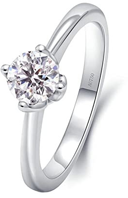 Daesar Ring Weißgold 750 Damen, Hochzeit Ring Frauen Solitär mit Diamant 0.3ct Eheringe Verlobungsringe Nickelfrei Gr.63 (20.1)