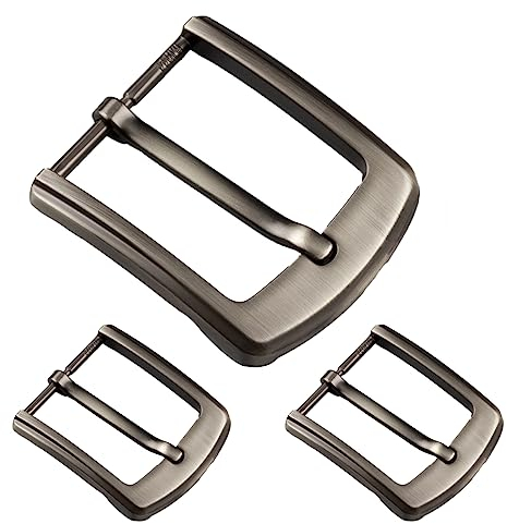 AAED 3 Stück Klassische Gürtelschnalle, Gürtelschnallen,Gürtelschnalle Herren,38-40 Mm Einzackige Quadratische Ersatzschnalle Aus Zinklegierung Gürtelschnalle 40Mm,Für Männer Frauen Gürtel (Silber)