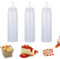 Lot de 3 bouteilles à presser en plastique blanc de 680,4 g pour condiments - Bouteilles à presser multi-usages pour ketchup, huile, confiture, sauce barbecue, vinaigrettes, grillades, sirop