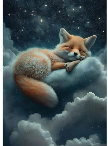 AIRDEA DIY Fuchs Diamond Painting Set Erwachsene Kinder, Fantasie Diamant Painting Bilder 5D Schlafender Fuchs Diamant Kunst Diamant Malerei Set Cross Stickerei Malerei Kits für Heimdekor 30x40 cm