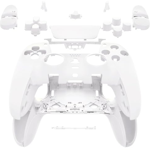 eXtremeRate Full Set Shell with Buttons Touchpad Cover Compatible with ps5 Edge Controller, White Custom Replacement Decorative Trim Shell Front Back Plates Compatible with ps5 Edge Controller