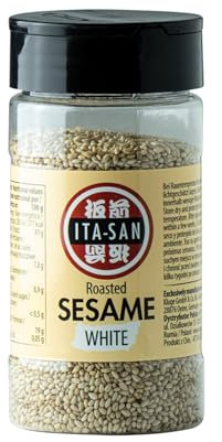 ITA-SAN Semillas de sésamo blanco, tostadas, para platos asiáticos o como topping para ensaladas y cereales, 1 x 95 g
