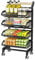 Heikoeco® Servierwagen mit Rollen,Gemüseregal für Küche, Abnehmbar Küchenwagen,Rollwagen mit 4 Etagen für Badezimmer,Küche,Büro,Supermarkt