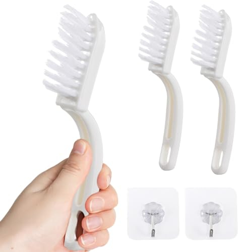 2pcs Grout Cleaner Scrubbing Brush, Grout Tile Brush V Shape Handheld Door Slot Crevice Cleaning Brush Stiff Tool Cleaning Brush V Shaped Brush for Cleaning Tiles Floor Bathroom Kitchen