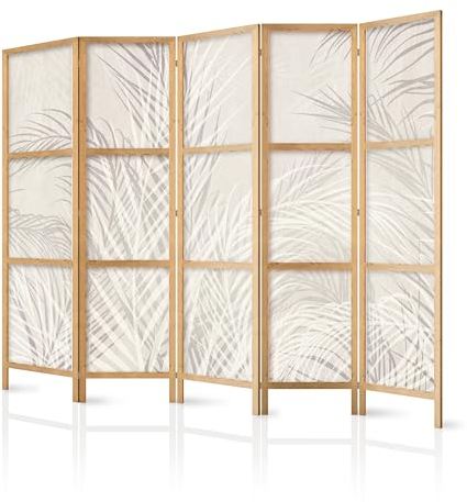 murando - Paravent Innen Raumteiler Holz Abstrakt 225x172 cm 5-teilig Japanische Trennwand Raumtrenner Room Divider Mobiler Sichtschutz Spanische Wand Raum Abtrennung Botanik Natur b-C-10355-bh-b