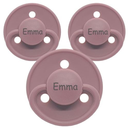 Namensschnuller, personalisiert auf Schnullern von Mininor, Silikon, Rund. Größe 2, 3-36 Monate, 3 Stück, Schnuller mit Namen, Nuckel, BPA-frei Schnuller, Graviert