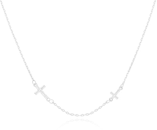 HARJJME Kreuz Kette Silber 925 Damen 14K Vergoldet Choker Kette mit Kreuz Halskette Wasserfest Gold Silber Kreuzketten Cross Necklace Geschenk für Frauen Mädchen Freundin Modeschmuck