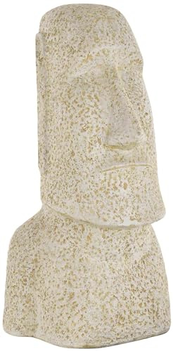 korb.outlet Moai Kopf Steinguss/Osterinseln Statue Figur für Haus und Garten/Gartenskulpturen Stein Guss/Figuren (100 cm Weiss)