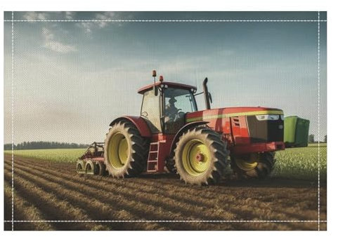 1 x Platzdeckchen-Set, hitzebeständig, für Esstisch, waschbar, rutschfest, Leinen, für Küche, Innen- und Außenbereich, Traktor, Bauernhof, Platzset