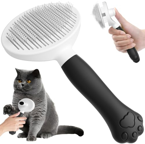 VYYTYYA Brosse Chat Chien Autonettoyant Avec Poignée à Griffes Mignonne - Pour Poils Courts et Longs - Toilettage Animaux