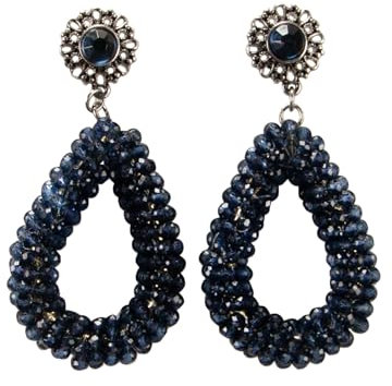 Alpenflüstern Trachten Glamour-Ohrhänger Perlen- Tropfen Helena mit Ohrstecker - Damen-Trachtenschmuck, Trachten-Ohrringe (blau) DOR066