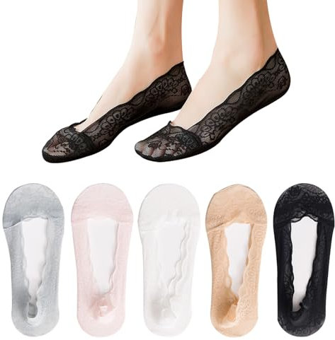 BSITSSS 5 Paia Fantasmini Donna, Calzini Fantasmini Donna, Multicolore Calzini Corti, Calzini Invisibili Antiscivolo con Fodera Ultra Sottile, Calzini Estivi Moda