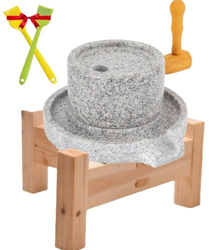 Mulino a Pietra Manuale, macinacereali Manuale con Sacchetto Filtro e Rete, Supporto, Spazzola, Strumento Multifunzionale for macinare Alimenti, macinapasta in Pietra for Uso Domestico for Fagioli