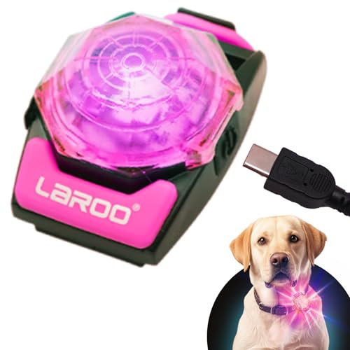 LaRoo Sicherheits LED Blinklicht für Hunde, Katzen, LED Licht Leuchtanhänger Schlüsselanhänger 3 Blinkmodis Sicherheitslicht für Spaziergänge mit dem Hund und Outdoor-Sport Wiederaufladbares(Pink)