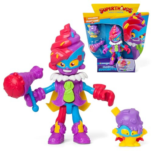 SUPERTHINGS KAZOOM Power Mission –Kazoom Kids. Figura articulada de Sourbette de la Serie de TV “SuperThings Kazoom Power”. Contiene 1 Kazoom Kid, 1 SuperThings Exclusivo, 1 Accesorio