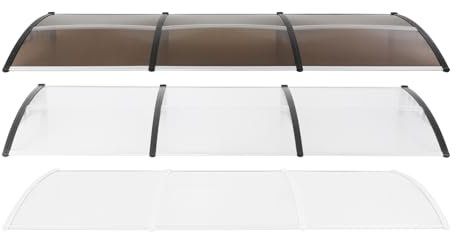soudesileim Vordach für Haustür 300x90cm, -30~200°C, Schräge Oberfläche Verhindert Wasser/Schneeansammlungen, Haustürvordach Aluminium Transparent Dach, Haustür Überdachung (Durchsichtig und Weiß)