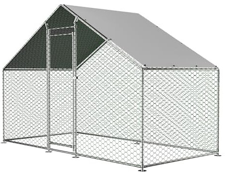 Jaxilyn Hühnerstall Freilaufgehege 3 x 1.5m, Kleintiergehege für Hühner, Enten & Kaninchen, Verzinkter Stahlrahmen & UV-beständiges PE-Dach – Robust & Wetterfest