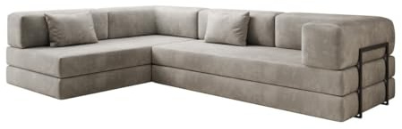 Luxusbetten24 Designer Sofa Lazy L in Samt Hellgrau Links