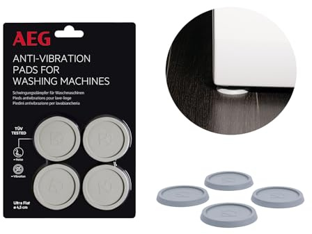 AEG Schwingungsdämpfer für Waschmaschinen TÜV geprüft, Antivibrationskissen reduzieren Geräusche & Vibrationen, Verbesserung der Gerätestandhaftigkeit, 4-teiliges Set, Gummipads, COCDAMPER, Ø 4,5 cm