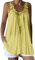 Débardeur pour Femmes Coupe Ample Chemise habillé décontracté été Dentelle Sangle sans Manches Blouses col en V Caraco Hauts Gilet(Jaune,XL)