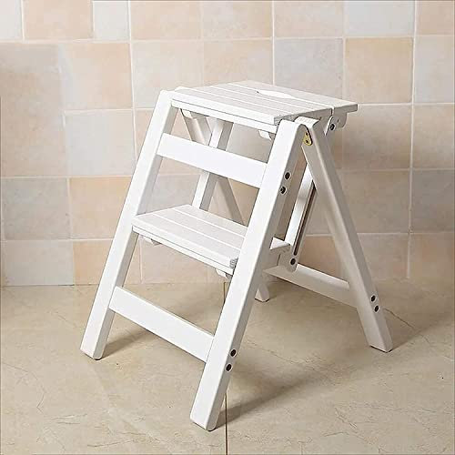 Taburete Plegable de Madera con escalón para Biblioteca en casa, Taburete de Cama de 3 escalones, Taburete de Escalera portátil para Escalada en Interiores, Escalera Multifuncional y Silla d