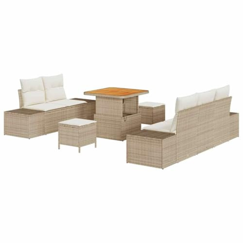 vidaXL Gartensofa-Set 8 STK. Beige Poly-Rattan